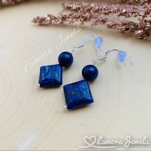 Lapis Lazuli Sterling Silver Dangle Drop Earrings